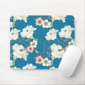 White Floral Garden Pattern Muismat (Met muis)
