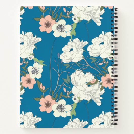 White Floral Garden Pattern Notitieboek (Achterkant)