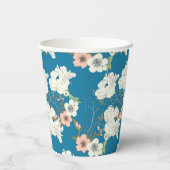 White Floral Garden Pattern Papieren Bekers (Achterkant)