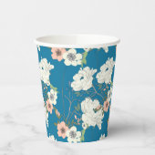 White Floral Garden Pattern Papieren Bekers (Links)