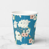 White Floral Garden Pattern Papieren Bekers (Rechts)