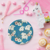 White Floral Garden Pattern Papieren Bordje (Feest)