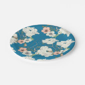 White Floral Garden Pattern Papieren Bordje (Gekanteld)