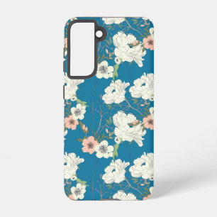 White Floral Garden Pattern Samsung Galaxy Hoesje