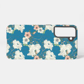 White Floral Garden Pattern Samsung Galaxy Hoesje (Achterkant horizontaal)