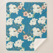 White Floral Garden Pattern Sherpa Deken (Voorkant)