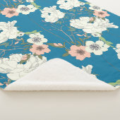 White Floral Garden Pattern Sherpa Deken (3/4)
