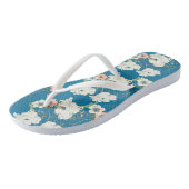 White Floral Garden Pattern Teenslippers (Schuin)