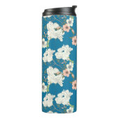 White Floral Garden Pattern Thermosbeker (Gedraaid links)