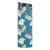 White Floral Garden Pattern Thermosbeker (Geroteerd rechts)