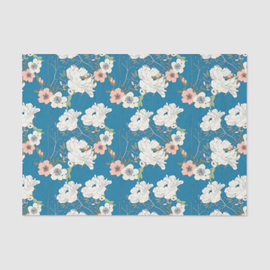 White Floral Garden Pattern Tissuepapier (Voorkant)