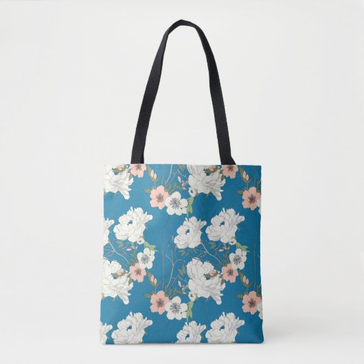White Floral Garden Pattern Tote Bag (Voorkant)