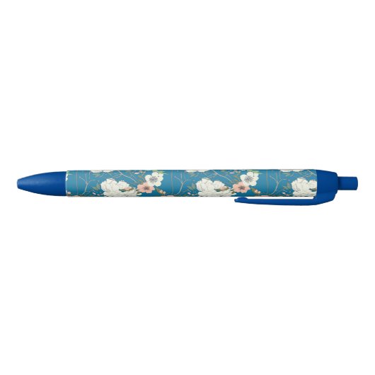 White Floral Garden Pattern Zwarte Inkt Pen (Bodem)