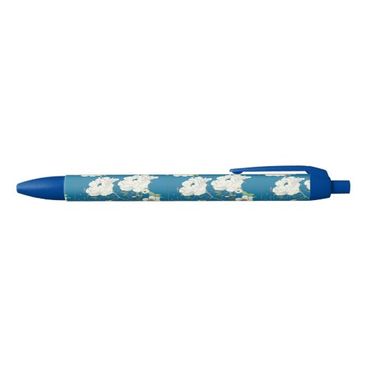 White Floral Garden Pattern Zwarte Inkt Pen (Bovenkant)