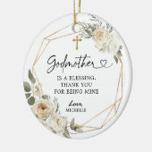 White Floral Geometric Godmoeder met kerstcadeau Keramisch Ornament (Links)