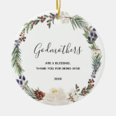 White Floral Godparent Voorstel van Godchild Keramisch Ornament (Voorkant)