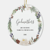 White Floral Godparent Voorstel van Godchild Keramisch Ornament (Links)