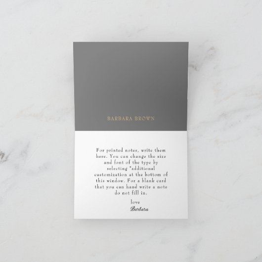 White Floral Gold Accents Monogram B Opmerking Kaa Notitiekaartje (Binnen)