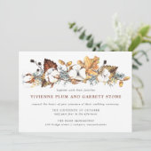 White Floral Gold Autumn Leaves Wedding Kaart (Staand voorkant)
