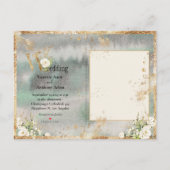 White Floral Gold Botanical Cream Ivory Wedding Uitnodiging Briefkaart (Achterkant)