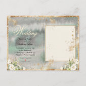 White Floral Gold Botanical Cream Wedding Uitnodiging Briefkaart (Achterkant)