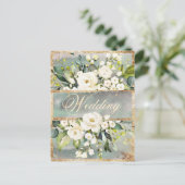 White Floral Gold Botanical Cream Wedding Uitnodiging Briefkaart (Staand voorkant)