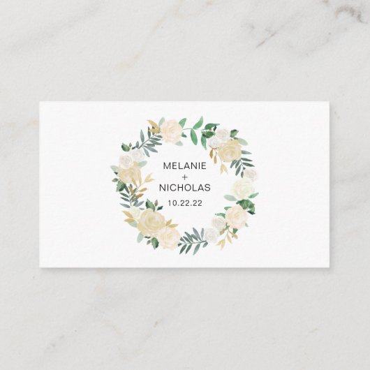 White Floral Gold bruiloft website of info kaart (Achterkant)