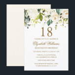 White Floral Gold Confetti 18e verjaardag Kaart<br><div class="desc">modernere bloemetjesdaguitvindingen in de Little Bayleigh Store!</div>