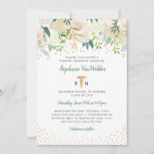 White Floral Gold Confetti RN afstuderen nodigt ui Kaart (Voorkant)