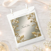 White Floral Gold Favorietentas Bedankzakje (Geknipt)