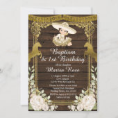 White Floral Gold Fiesta Girl Baptism Christening Kaart (Voorkant)