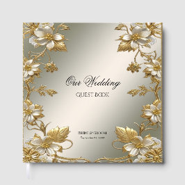 White Floral Gold gastenboek