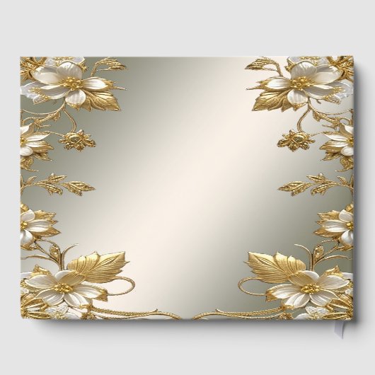 White Floral Gold  gastenboek (Achterkant)