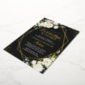 White Floral Gold Geometric Wedding Jubileum Folie Uitnodiging (Gedraaid)