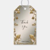 White Floral Gold  Gift Label Cadeaulabel (Voorkant)