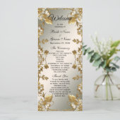 White Floral Gold  huwelijksprogramma Programmakaart (Staand voorkant)
