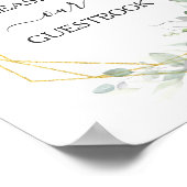 White floral gold lijst bruiloft guestbook-bord poster (Hoek)