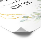 White floral gold lijst bruiloft Kaarten & Gifts s Poster (Hoek)