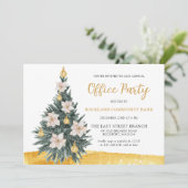 White Floral Gold Ornament kerstboomfeest Kaart (Staand voorkant)