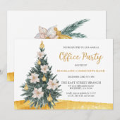 White Floral Gold Ornament kerstboomfeest Kaart (Voorkant / Achterkant)