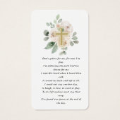 White Floral Gold Photo Funeral Prayer Card Visitekaartje (Achterkant)