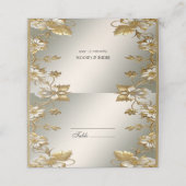 White Floral Gold  Place Card Plaatskaartje (Buitenkant ongevouwen)