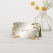 White Floral Gold  Place Card Plaatskaartje (Achterkant)
