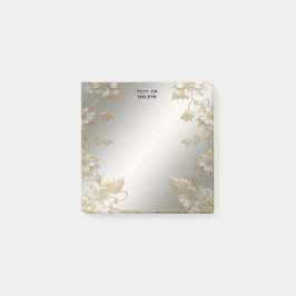 White Floral Gold Post it Notes