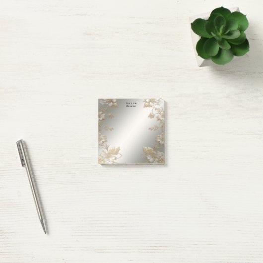 White Floral Gold  Post it Notes (Kantoor)
