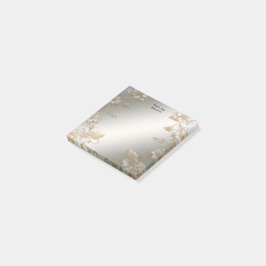 White Floral Gold  Post it Notes (Schuin)