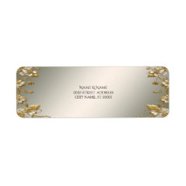 White Floral Gold Retour Adres Label