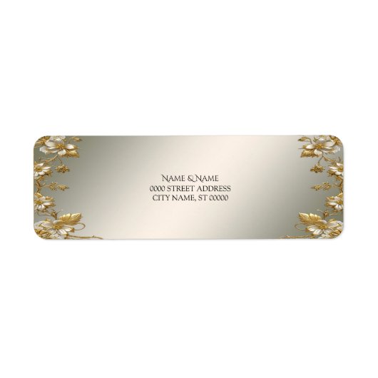 White Floral Gold  Retour Adres Label (Voorkant)