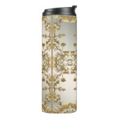 White Floral Gold  Thermische Tumbler Thermosbeker (Gedraaid links)