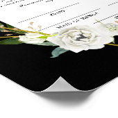 White Floral Gold Wedding Certificate of Marriage Poster (Hoek)